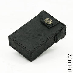 Cool Leather Mens Black Cigarette Holder Case Handmade Engraved Cigarette Holder for Men