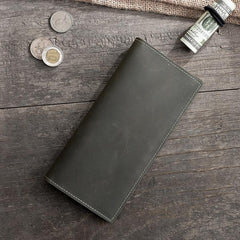 Handmade Leather Mens Clutch Wallet Cool Leather Wallet Long Phone Wallets for Men