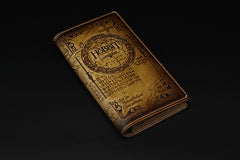 Handmade leather men wallet Hobbit carved leather custom long wallet w/card ID holder for men - EverHandmade