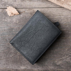 Cool Handmade Leather Mens Slim Small Wallet billfold Wallets Bifold for Men