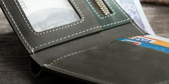 Handmade Leather Mens Cool Slim Leather Wallet Men Small billfold Wallets Bifold for Men