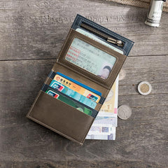 Cool Leather Mens Small Slim Wallet billfold Wallets Bifold for Men
