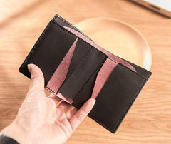 Handmade Leather Mens Cool Slim Leather Wallet Men Small Wallets Bifold for Men