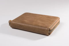 Cool Leather Mens Slim Leather Small Wallet Zipper billfold Wallets Bifold for Men