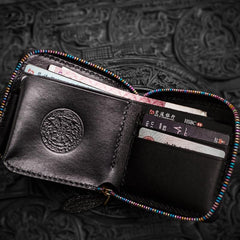 Handmade Leather Small Tooled Mens billfold Chain Wallet Cool Chain Wallet Biker Wallet for Men