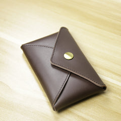 Slim Women Coffee Crown Leather Card Wallet Minimalist Envelope Card Holder Wallet Coin Wallet For Women