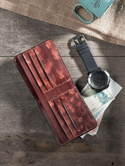 Handmade Leather Mens Cool Slim Leather Wallet Men Small Wallets Bifold for Men