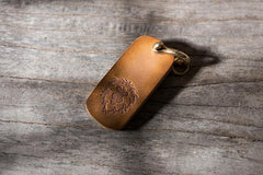 Handmade Leather Mens World of Warcraft Cool Keychain KeyCharm Keyring Pendant for Men