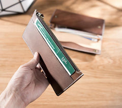 Handmade Leather Mens Clutch Wallet Cool Leather Wallet Long Phone Wallets for Men