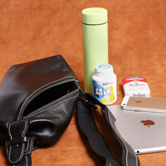 Genuine Leather Mens Cool Chest Bag Sling Bag Crossbody Sling Bag One Shoulder Backpack for men