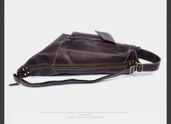 Genuine Leather Mens Coffee Cool Sling Pack Chest Bag Sling Bag Crossbody Pack for men
