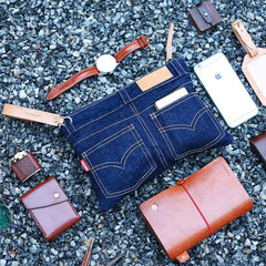Unique Blue Jean Mens Clutch Bag Cool Wristlet Wallet Zipper Clutch Wallet For Men