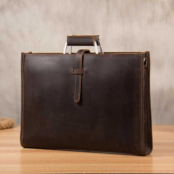 Vintage Leather Mens Coffee Briefcase Shoulder Bags Work Bag Laptop Bag for Men