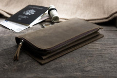 Leather Mens Long Wallet Cool Leather Wallet Long Bifold Wallets for Men