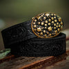 Handmade Genuine Leather Skull Mens Belt Custom Cool Leather Men Black Belt for Men