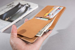 Handmade Cool Leather Mens billfold Leather Wallet Men Small Wallets Bifold for Men