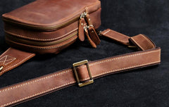 Genuine Leather Mens Sling Bag Cool Chest Bag Crossbody Pack Travel Sling Pack for men