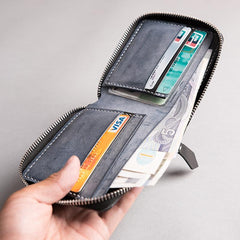 Handmade leather Mens Small biker wallet zipper billfold Chain Wallets for Men