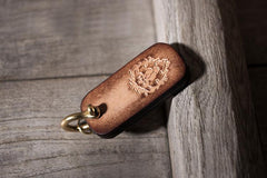 Handmade Leather Mens World of Warcraft Cool Keychain KeyCharm Keyring Pendant for Men
