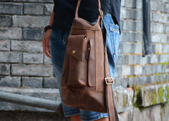 Cool Leather Mens Chest Bag Sling Bags Sling Crossbody Bag Travel Sling Bag for men
