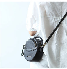 Cute Leather Womens Stylish Circle Crossbody Bag Purse Round Shoulder Bag for Women