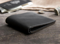 Handmade Leather Mens Cool Slim Leather Wallet Men Small billfold Wallets Bifold for Men
