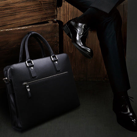 Cool Leather mens Briefcase laptop Briefcase Work Shoulder Bag Business Bag for Men - EverHandmade