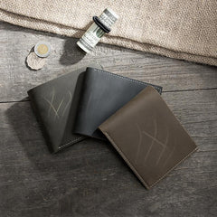 Handmade Leather Mens Cool Slim Leather Wallet Men Small billfold Wallets Bifold for Men