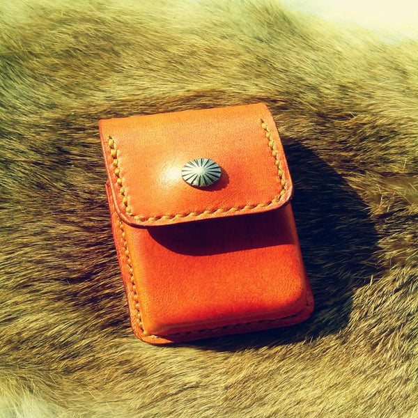 Cool Mens Brown Leather Zippo Lighter Cases with Loop Zippo lighter Holder with clips