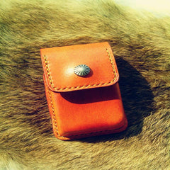 Cool Mens Brown Leather Zippo Lighter Cases with Loop Zippo lighter Holder with clips