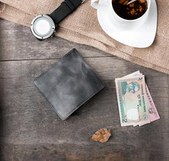 Cool Handmade Leather Mens Slim Small Wallet billfold Wallets Bifold for Men