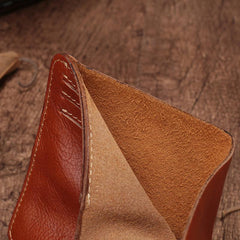 Slim Mens Brown Leather Vertical Small billfold Wallet Bifold Black Small Wallet for Men