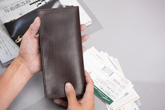 Cool Leather Mens Travel Long Wallets Passport Leather Wallet Long Wallets for Men