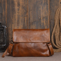 Genuine Leather messenger bag clutch leather men phone pad zip clutch vintage wallet for men - EverHandmade