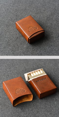 Handmade Brown Leather Mens 20pcs Cigarette Case Cool Custom Cigarette Case for Men