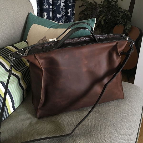Vintage WOMENs LEATHER Work Handbag Shoulder Briefcase Purse FOR WOMEN