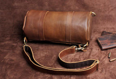 Genuine Leather Mens Barrel Bag Cool Weekender Bag Travel Bag Duffle Bags Overnight Bag Holdall Bag for men