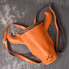 Cool Leather Mens XO Bull Backpack Tan Travel Backpack Unique Backpack for men