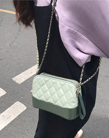 Green Leather Women Chain Shoulder Bag Wristlet Bag For Women