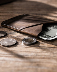Leather Men Slim Small Card Wallet Change Small Wallet for Men