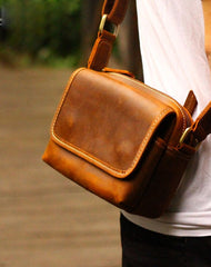 Cool Vintage Leather Mens Small Messenger Bag for men