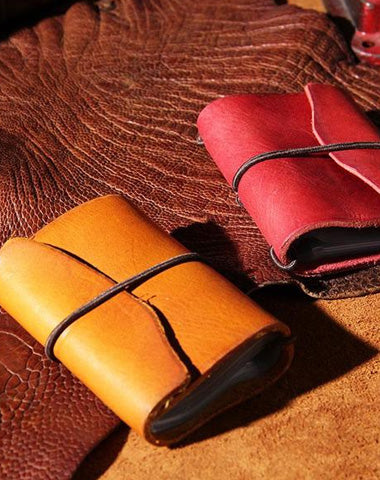 Handmade Leather Mens Card Holder Small Card Wallet for Women