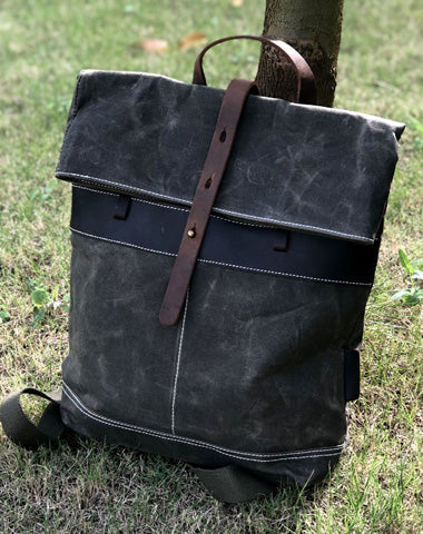 Vintage Cool Mens Waxed Canvas Backpack Canvas Backpack for Men