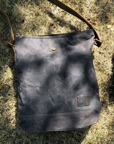 Waxed Canvas Messenger Bag for men Vintage Shoulder Bag for men