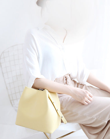 Yellow Cute LEATHER WOMENs Bucket Handbags SHOULDER Purse FOR WOMEN