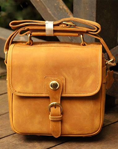 Vintage Leather Mens Camera Bag Shoulder Bag Messenger for men - EverHandmade
