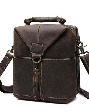 Vintage Leather Small Messenger Bag for men Shoulder Bag for men