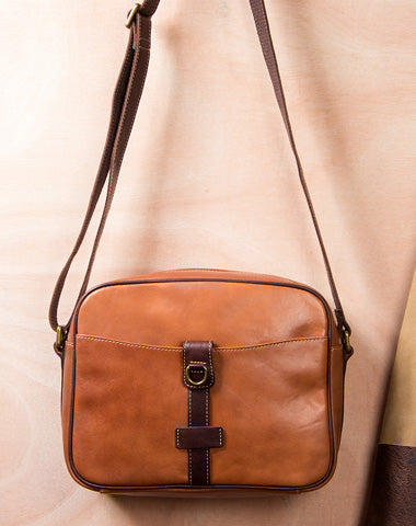 Leather Mens Brown Messenger Bag Shoulder Bag Crossbody Bag for Men