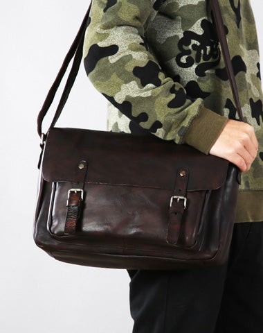 Vintage Leather Mens Cool Shoulder Bags Messenger Bag for men