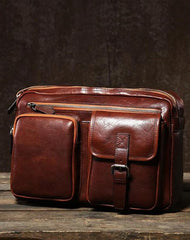Genuine Leather Mens Cool Small Shoulder Bags Messenger Bag Bike Bag Cycling Bag for men